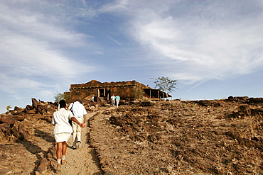 The entrance of the Kalahari Sands Hotel, close to Damaraland, Namibia, Africa