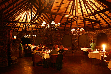 Restaurant building at the center of the tented camp, Eagle Tented Camp, Namibia, Africa