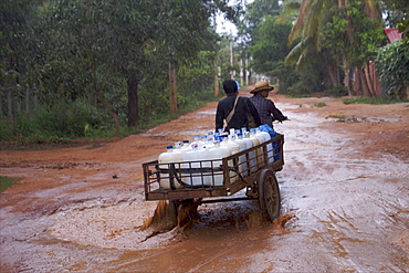 Heavy rain in the streets of Siem Reap, Cambodia, Indochina, Southeast Asia, Asia