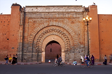 Under the walls of the old city of Marrakech, Morocco, North Africa, Africa