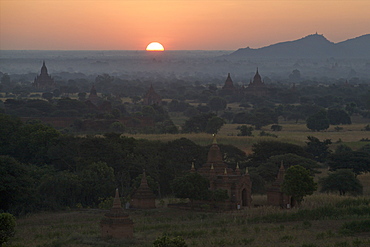 View at dawn over the temples of Bagan, Myanmar (Burma), Asia