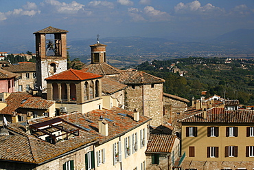 Roofs and facades of the city, Perugia, Umbria, Italy, Europe