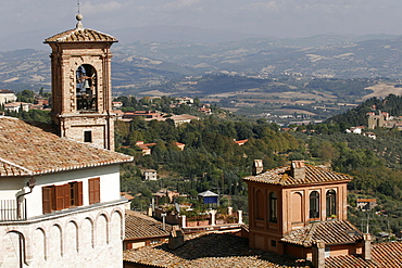 Roofs of the city with countryside beyond, Perugia, Umbria, Italy, Europe