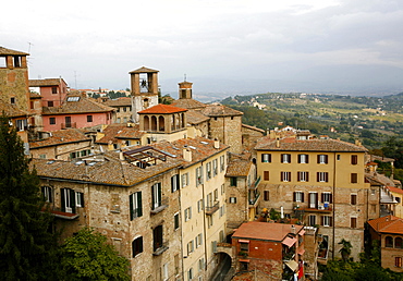 Roofs and facades of the city, Perugia, Umbria, Italy, Europe