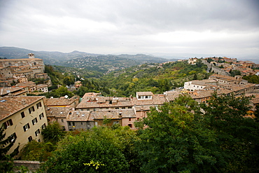 The old city of Perugia and beyond, the landscape of Umbria, Perugia, Umbria, Italy, Europe