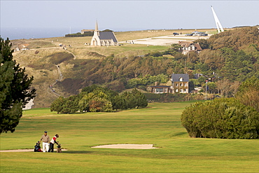 The golf course at Etretat on the Alabaster coast, Seine Maritime, Normandy, France, Europe