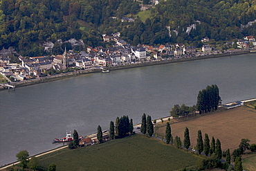 Aerial view of the River Seine close to Jumieges, Seine Maritime, Normandy, France, Europe