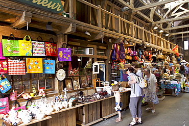 The small market in the town of Etretat on the Cote d'Albatre, Seine Maritime, Normandy, France, Europe