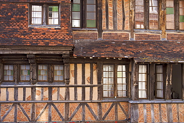 Detail of a traditional half-timbered colombage house of the Normandy coast, France, Europe