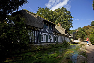 The beautiful house where Victor Hugo spent his vacation in  in front of the smallest river of France, Veules-les-Roses, Seine Maritime, Normandy, France, Europe