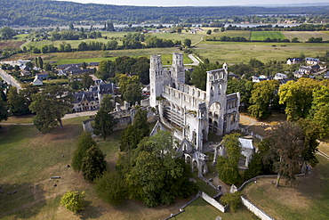 The ruins of Jumieges Abbey along the Seine River, Seine Maritime, Normandy, France, Europe