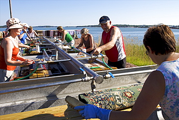 The Finnish tradition of cleaning carpets at the beginning of summer, Finland, Scandinavia, Europe