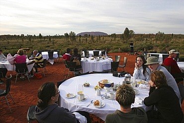 Having breakfast close to Uluru (Ayers Rock) in the Red Center, Northern Territories, Australia, Pacific