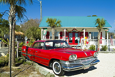 Red vintage car, Dauphin Island, Alabama, United States of America, North America