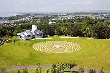 New garden at Maggie's Centre Dundee, landscape design by Arabella Lennox-Boyd, sculpture by Antony Gormley, architect Frank Gehry, Dundee, Scotland, United Kingdom, Europe