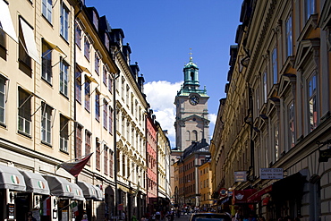 Storkyrkobrinken Street and the Storkyrkan Church (Great Church), Gamla Stan, Stockholm, Sweden, Scandinavia, Europe