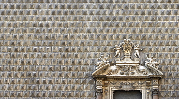 Palazzo Sanseverino now housing the Chiesa del Gesu Nuovo, rusticated facade and broken pediment, Naples, Campania, Italy, Europe