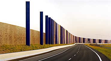 Blue blades and screens, Craigieburn Bypass, Melbourne, Victoria, Australia, Pacific