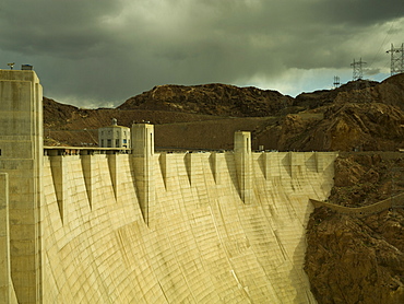 Hoover Dam,, built in the 1930s, Nevada, looking towards Arizona, United States of America, North America