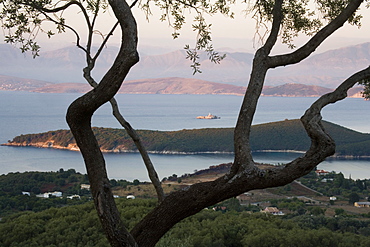 View of islands off the coast of Corfu, Ionian Islands, Greek Islands, Greece, Europe