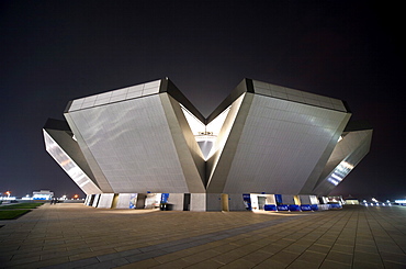 Olympic Green Tennis Stadium by architects Bligh Voller Neild, built for 2008 Olympics, Beijing, China, Asia