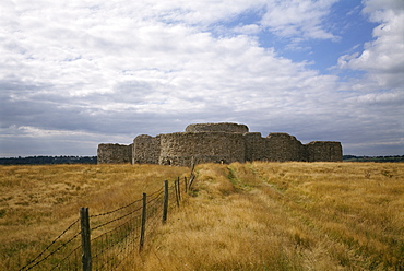 View from outside the castle walls, Camber Castle, East Sussex, England, United Kingdom, Europe