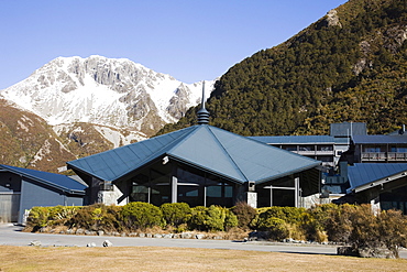 The Sir Edmund Hillary Alpine Centre and The Hermitage Hotel, Aoraki (Mount Cook) National Park, South Island, New Zealand, Pacific