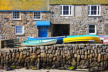 Traditional houses on the harbourside at Mousehole near Lands End, Cornwall, England, United Kingdom, Europe