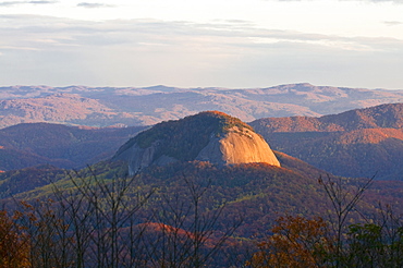 Sunset over colourful foliage in the Indian summer, Blue Ridge Mountain Parkway, North Carolina, United States of America, North America