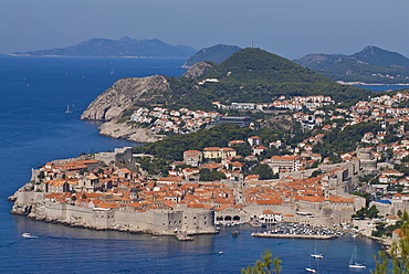 View over the old town of Dubrovnik, UNESCO World Heritage Site, Croatia, Europe