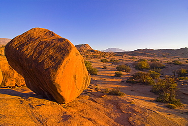 Desert landscape near Tafraoute at sunset, southern Morocco, North Africa, Africa