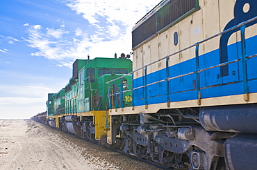 The longest iron ore train in the world between Zouerate and Nouadhibou, Mauritania, Africa