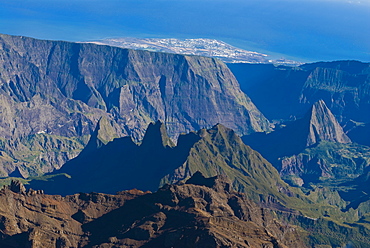 Aerial view of La Reunion, Indian Ocean, Africa