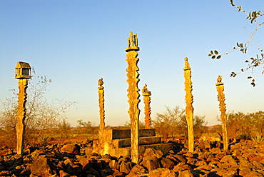 Traditional cemetery, near Toliara, Madagascar, Africa