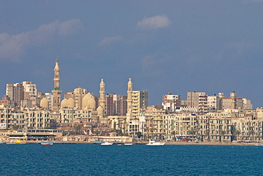 The skyline and habour of Alexandria, Egypt, North Africa, Africa