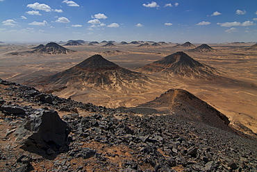 Little mounds in the Black desert, Egypt, North Africa, Africa