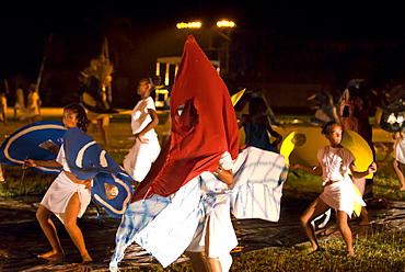 Huge masks at the Festival of the Creoles, Fete de Creoles, Mahe, Seychelles, Africa