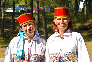 Traditionally dressed women at Saaremaa Island, Estonia, Baltic States, Europe