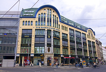 The Hackescher Markt (Hacke's Market) and the famous Hackesche Hofe courtyard, Berlin, Germany, Europe