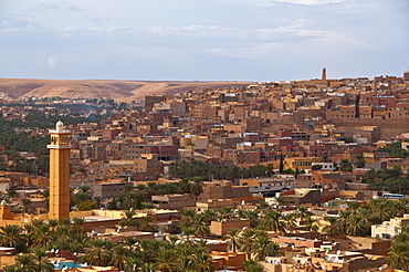 View over M'Zab from the Mozabit town of Beni Isguen, UNESCO World Heritage Site, M'Zab Valley, Algeria, North Africa, Africa