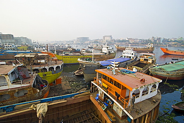 View over the wharf of Dhaka, Bangladesh, Asia