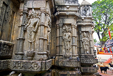 Stone statues in the Kamakhya Hindu temple, Guwahati, Assam, India, Asia