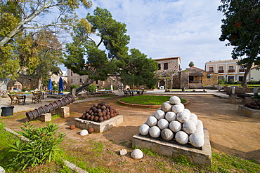 Old cannonballs in the center of  Famagusta, Turkish part of Cyprus, Cyprus, Europe