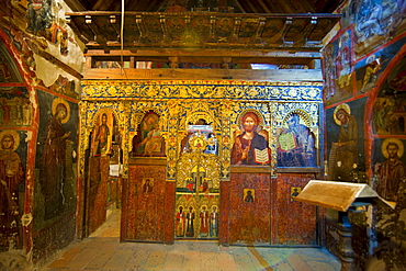 Interior of a beautiful Byzantine church in the Troodos Mountains, UNESCO World Heritage Site, Cyprus, Europe