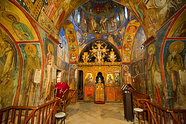 Beautiful painted Byzantine church, UNESCO World Heritage Site, Troodos mountains, Cyprus, Europe