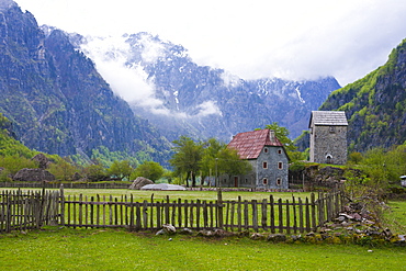 Lock-in tower in Thethi in the Albanian Alps, Albania, Europe