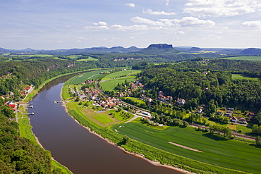 View over the River Elbe, Saxon Switzerland, Saxony, Germany, Europe