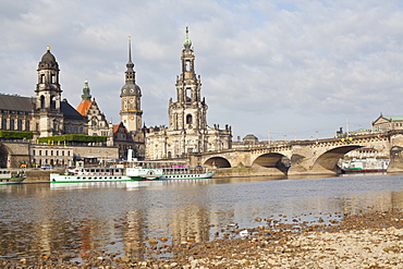 Cruise ships on the River Elbe, Dresden, Saxony, Germany, Europe