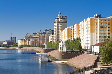 Skyline of Astana with skyscrapers, Astana, Kazakhstan, Central Asia