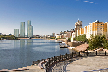 Skyline of Astana with skyscrapers, Astana, Kazakhstan, Central Asia